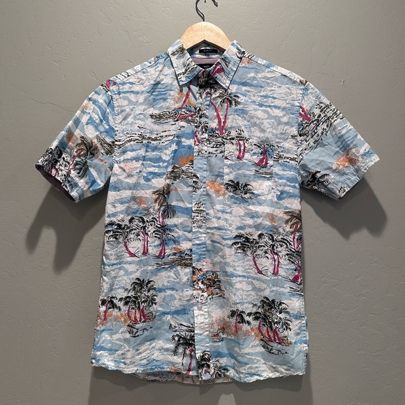 Artistry in Motion Cotton Tropical Hawaiian Short Sleeve Button Down Shirt Sz S - Picture 1 of 8